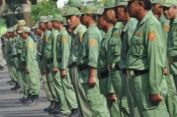 Tertunda, Personil Linmas di Gresik Nganyari Seragam