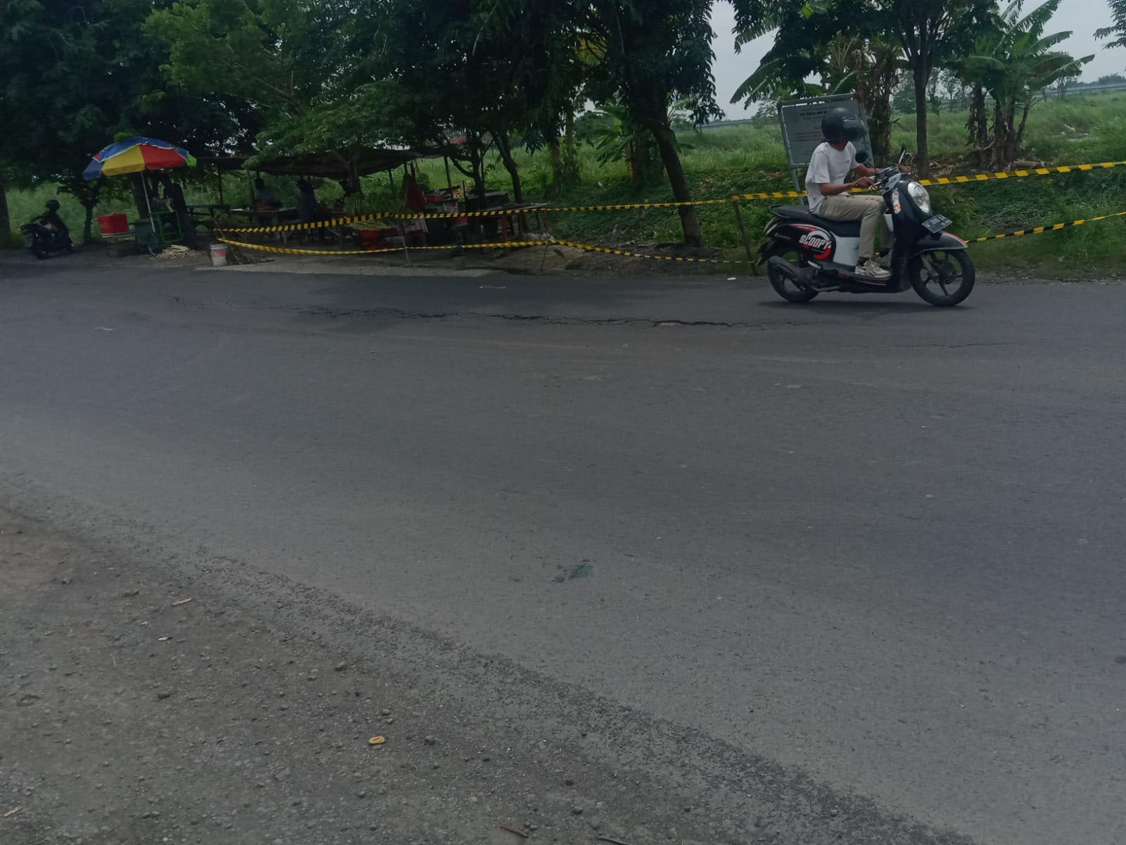 Ruas Jalan Kabupaten Gresik di Desa Morowudi Ambrol
