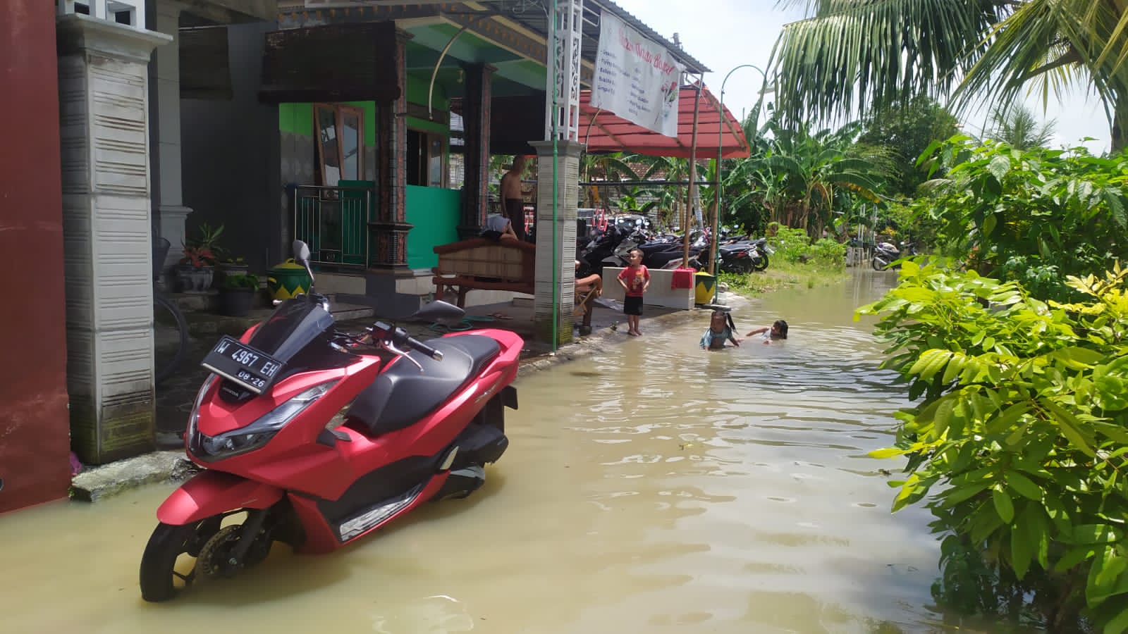 Bengawan Solo di Gresik Meluap, Desa Bungah Terendam Banjir