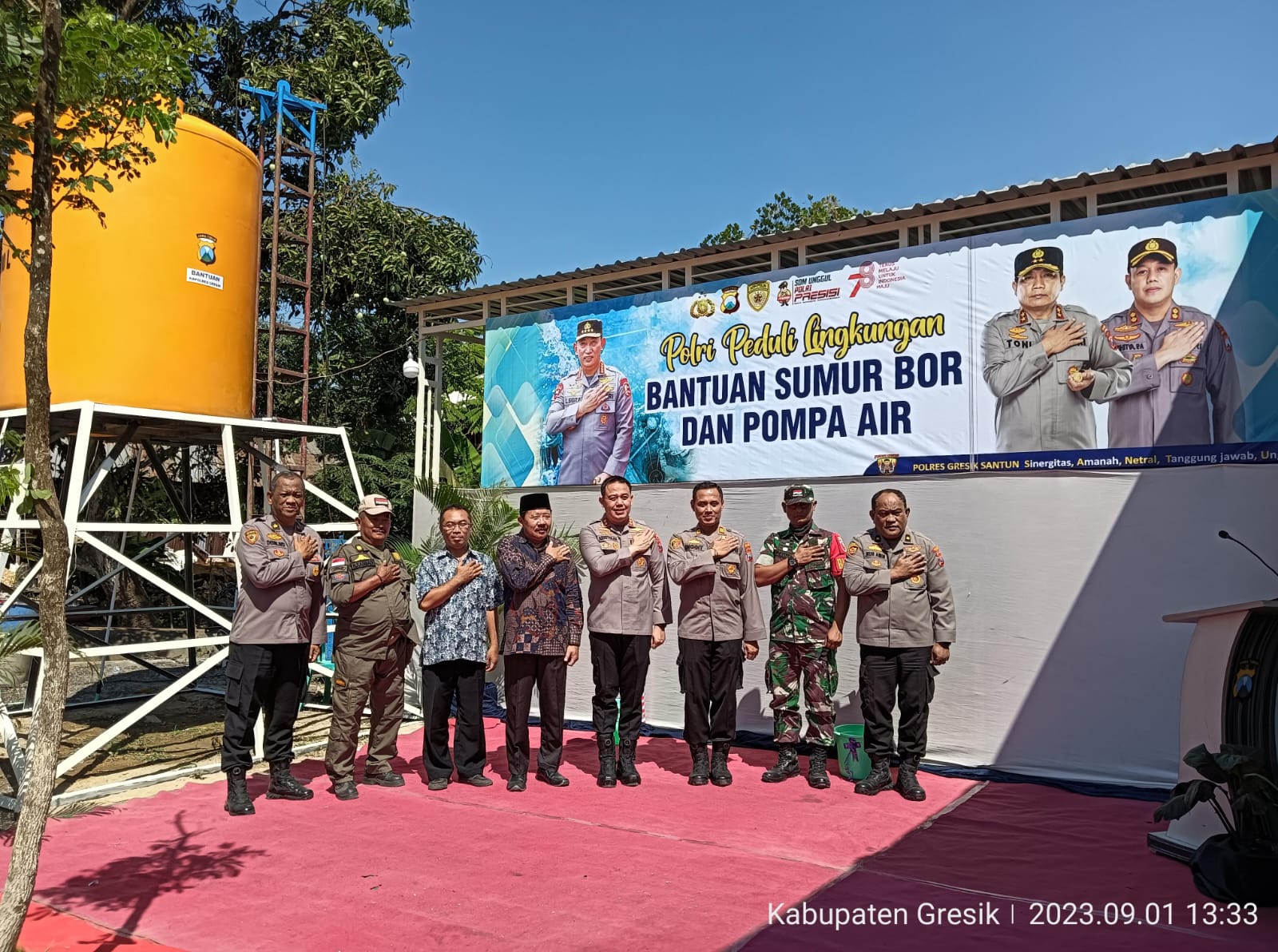 Peduli Wilayah Rawan Krisis Air, Polres Gresik Bantu Sumur Bor, Pompa, dan Tandon